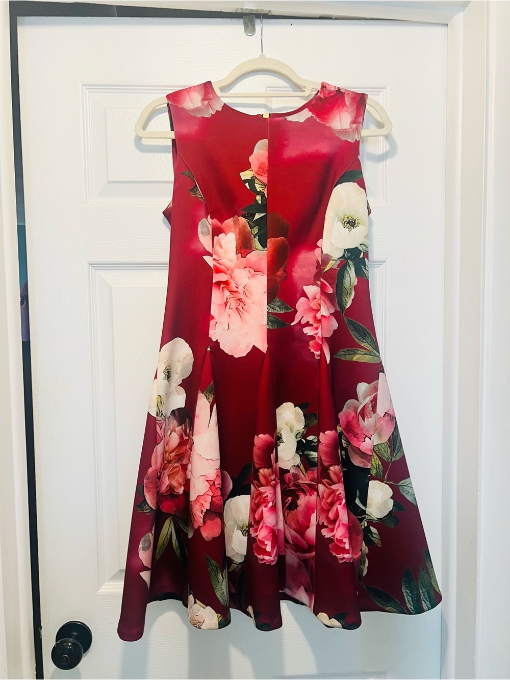 Calvin Klein Floral Fit & Flare Dress - Burgundy Floral